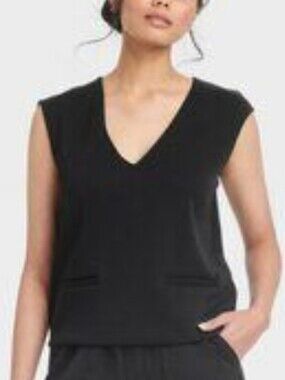 New a new day Black V-Neck Sleeveless Tank Top Size XXL